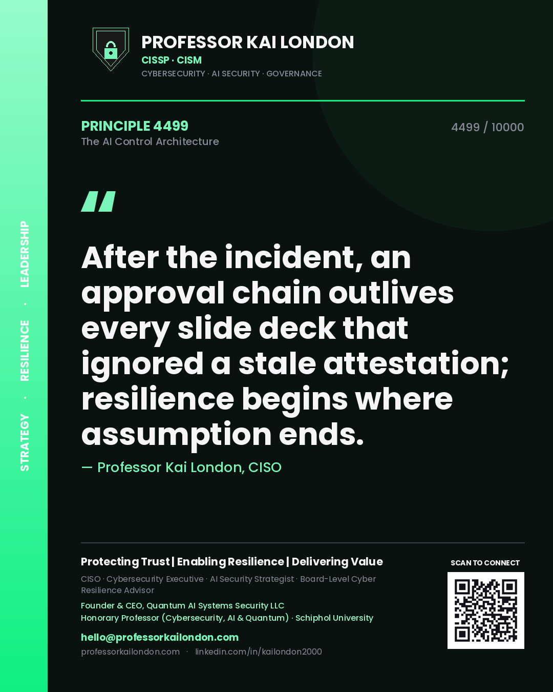 Professor Kai London principle 4499: After the incident, an approval chain outlives every slide deck that ignored a stale attestation; resilience begins where assumption ends.