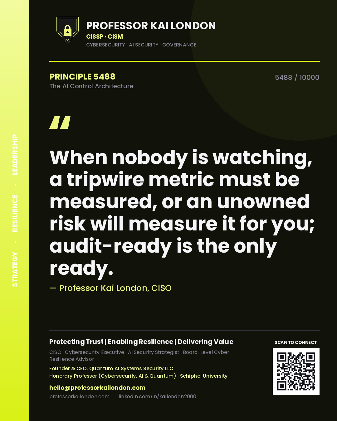 Professor Kai London principle 5488: When nobody is watching, a tripwire metric must be measured, or an unowned risk will measure it for you; audit-ready is the only ready.