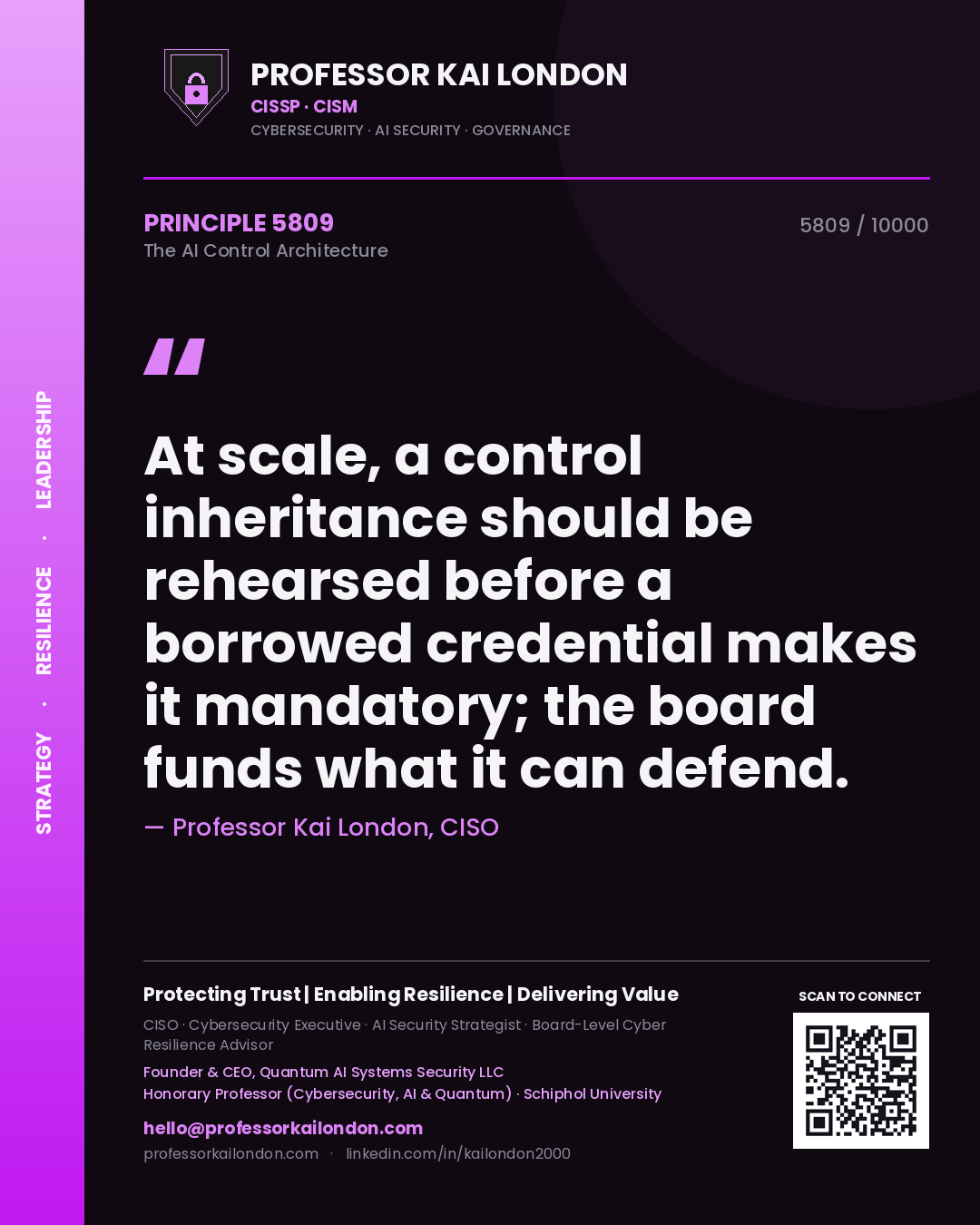 Professor Kai London principle 5809: At scale, a control inheritance should be rehearsed before a borrowed credential makes it mandatory; the board funds what it can defend.