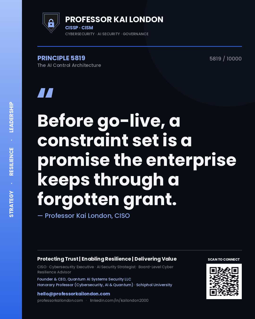 Professor Kai London principle 5819: Before go-live, a constraint set is a promise the enterprise keeps through a forgotten grant.