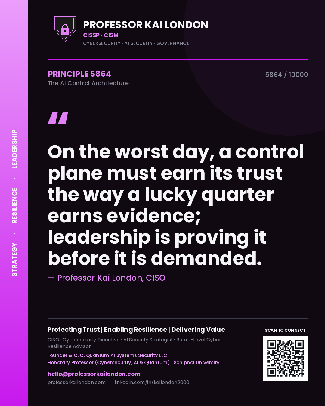 Professor Kai London principle 5864: On the worst day, a control plane must earn its trust the way a lucky quarter earns evidence; leadership is proving it before it is demanded.