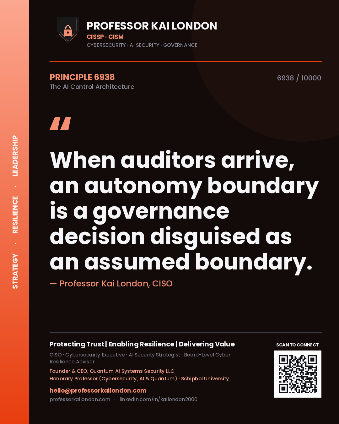 Professor Kai London principle 6938: When auditors arrive, an autonomy boundary is a governance decision disguised as an assumed boundary.