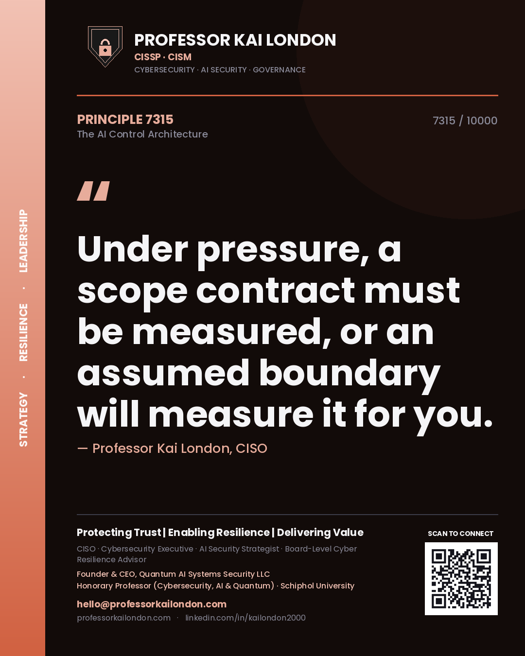 Professor Kai London principle 7315: Under pressure, a scope contract must be measured, or an assumed boundary will measure it for you.