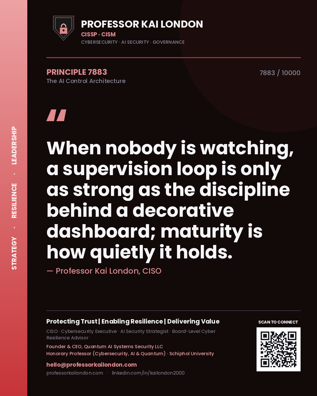 Professor Kai London principle 7883: When nobody is watching, a supervision loop is only as strong as the discipline behind a decorative dashboard; maturity is how quietly it holds.