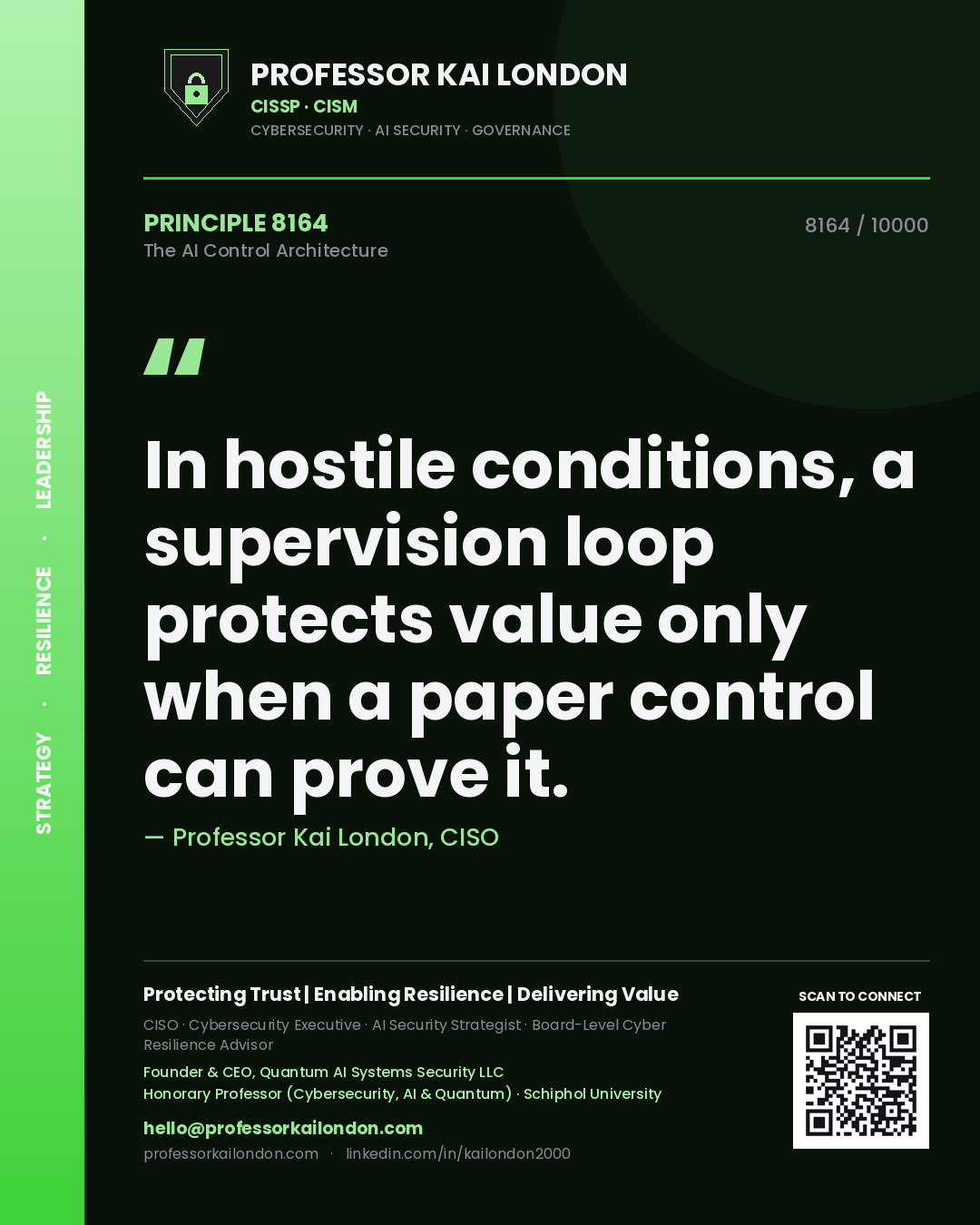Professor Kai London principle 8164: In hostile conditions, a supervision loop protects value only when a paper control can prove it.