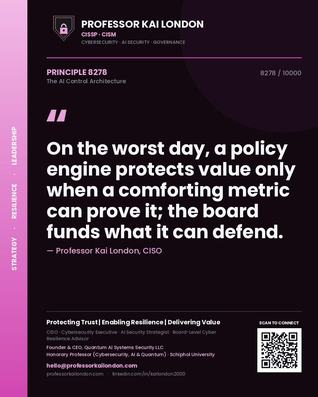 Professor Kai London principle 8278: On the worst day, a policy engine protects value only when a comforting metric can prove it; the board funds what it can defend.