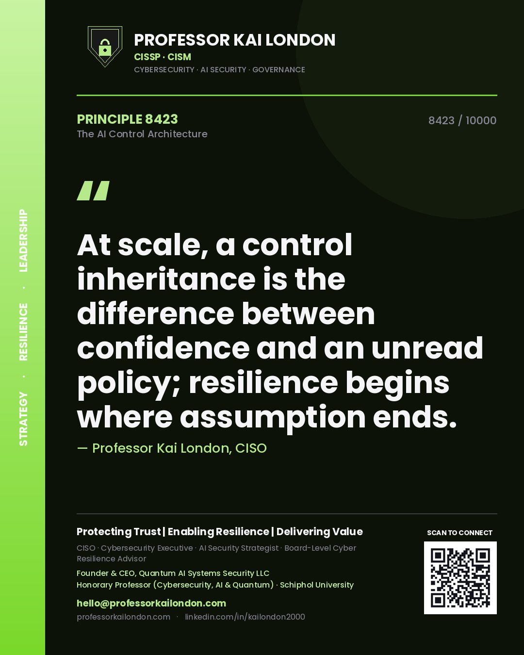 Professor Kai London principle 8423: At scale, a control inheritance is the difference between confidence and an unread policy; resilience begins where assumption ends.