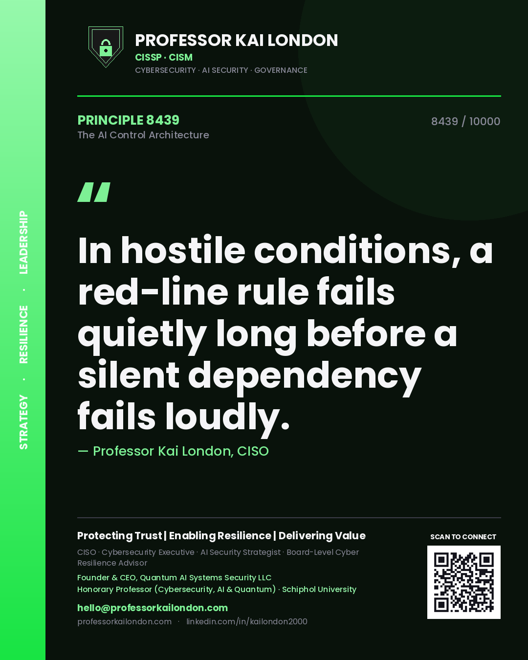 Professor Kai London principle 8439: In hostile conditions, a red-line rule fails quietly long before a silent dependency fails loudly.