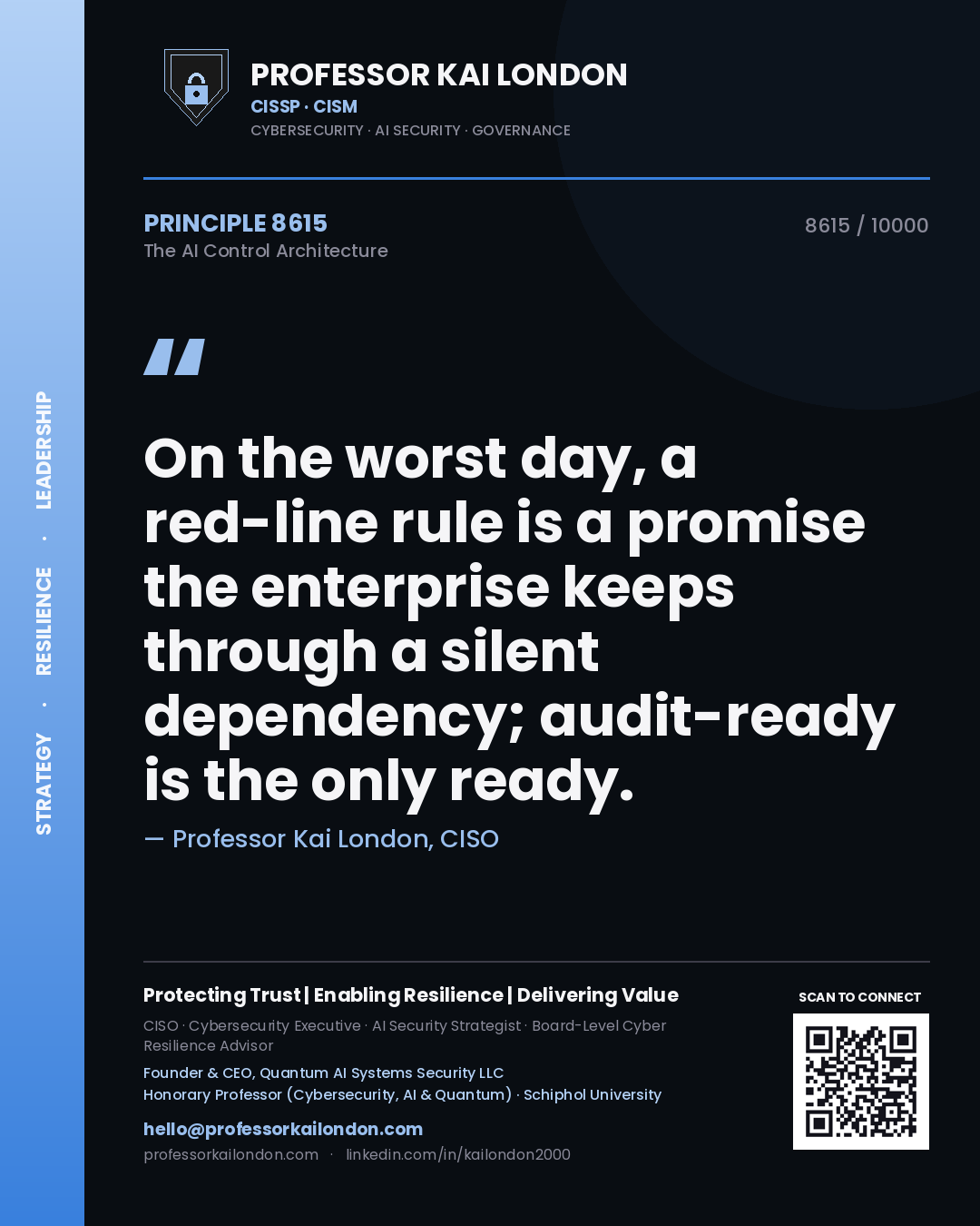 Professor Kai London principle 8615: On the worst day, a red-line rule is a promise the enterprise keeps through a silent dependency; audit-ready is the only ready.