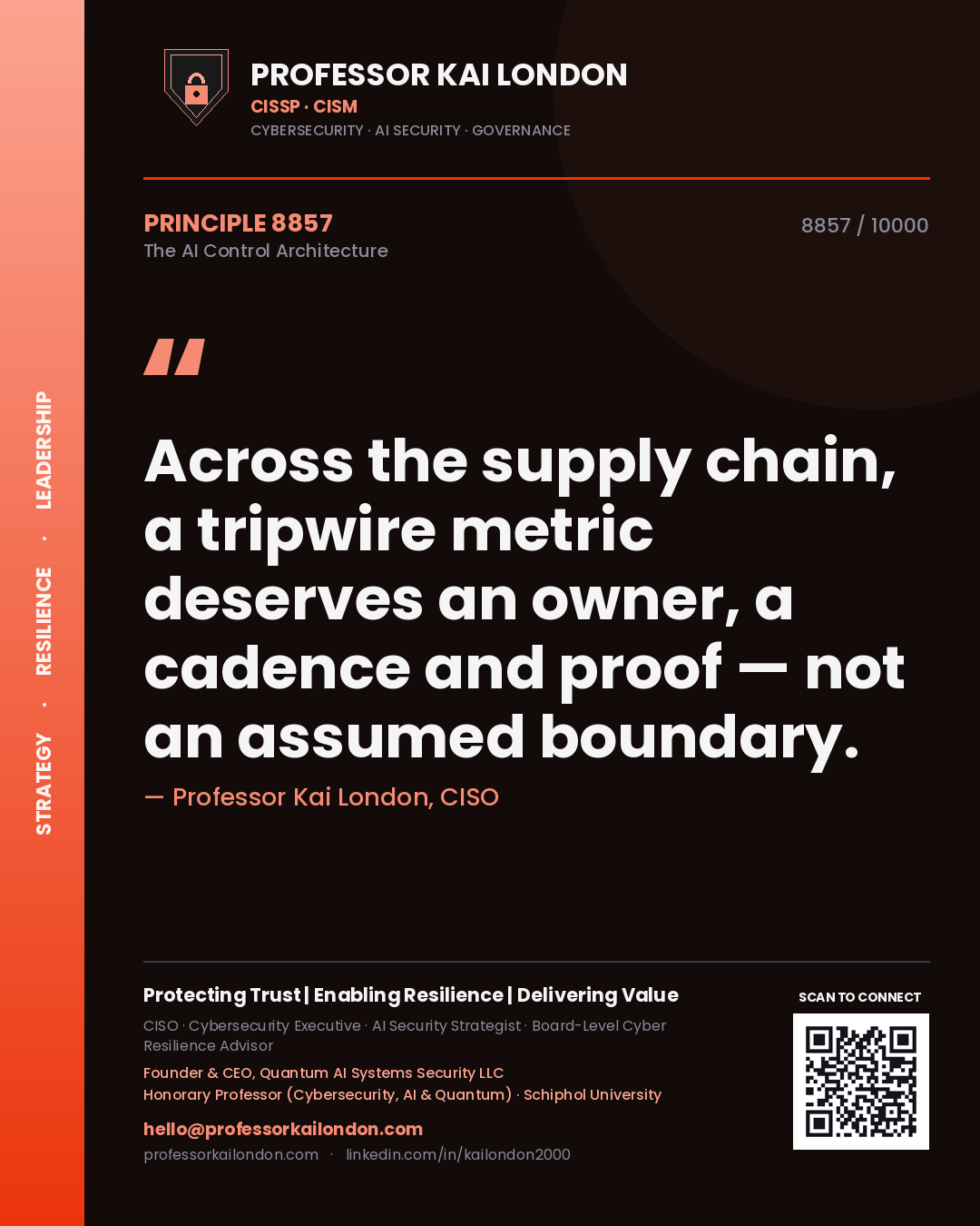 Professor Kai London principle 8857: Across the supply chain, a tripwire metric deserves an owner, a cadence and proof — not an assumed boundary.