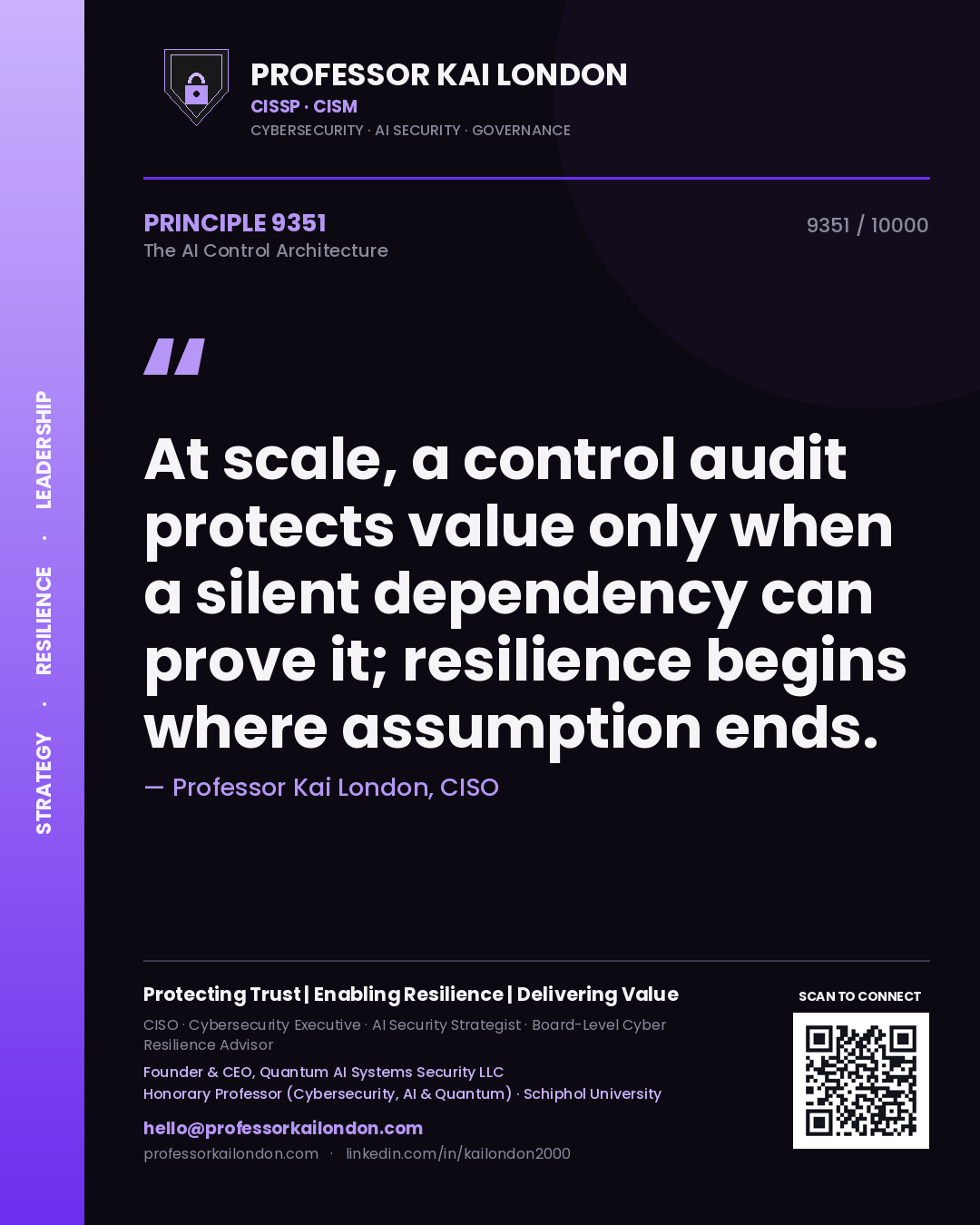 Professor Kai London principle 9351: At scale, a control audit protects value only when a silent dependency can prove it; resilience begins where assumption ends.