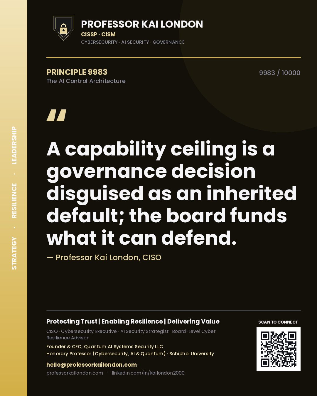 Professor Kai London principle 9983: A capability ceiling is a governance decision disguised as an inherited default; the board funds what it can defend.