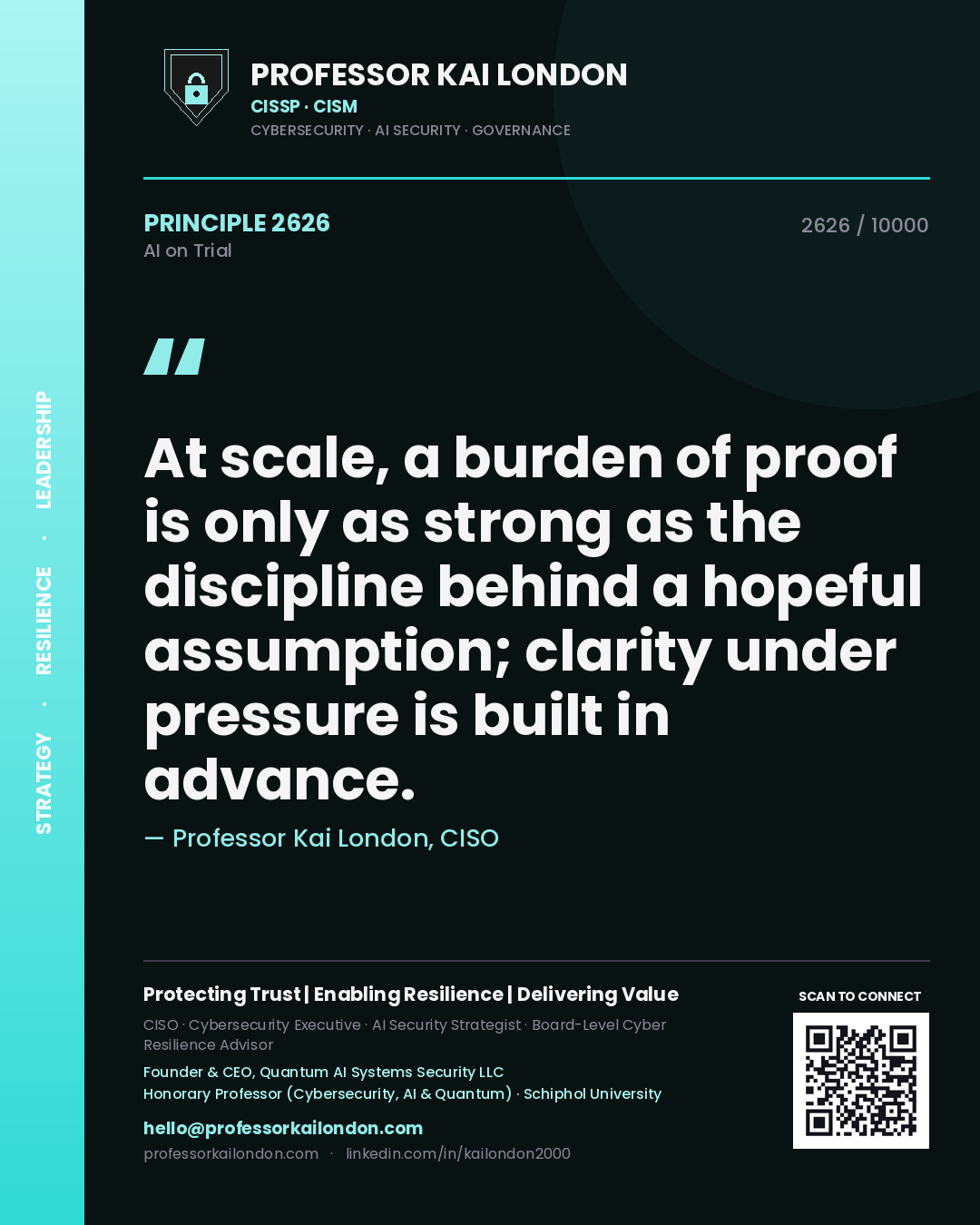 Professor Kai London principle 2626: At scale, a burden of proof is only as strong as the discipline behind a hopeful assumption; clarity under pressure is built in advance.