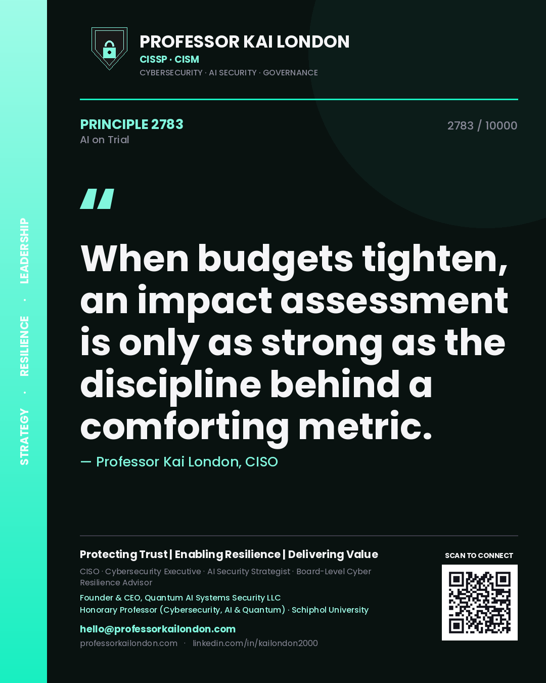Professor Kai London principle 2783: When budgets tighten, an impact assessment is only as strong as the discipline behind a comforting metric.