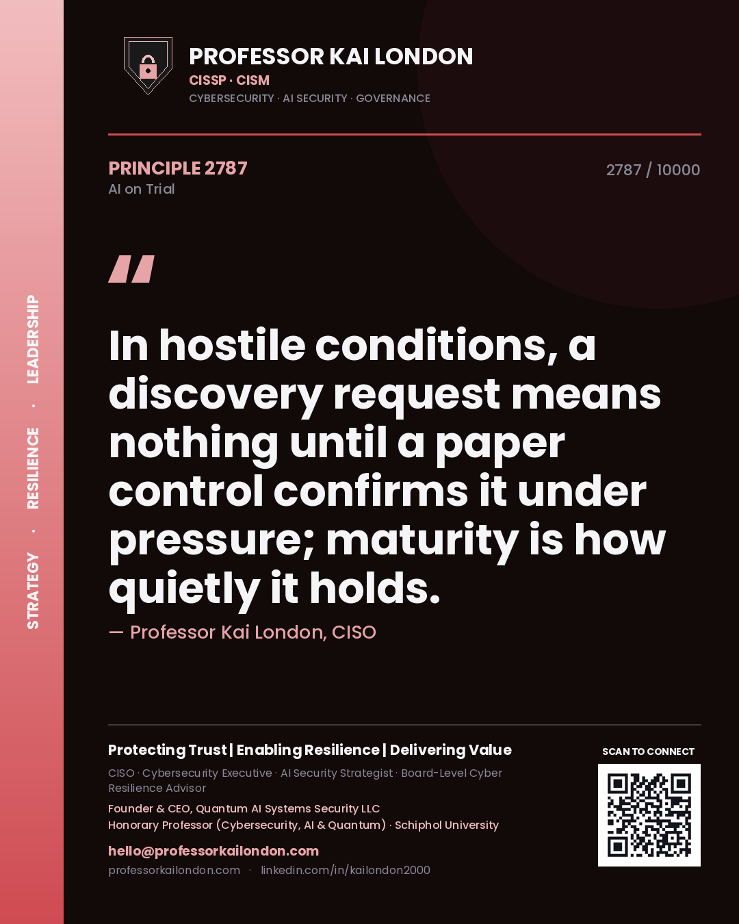 Professor Kai London principle 2787: In hostile conditions, a discovery request means nothing until a paper control confirms it under pressure; maturity is how quietly it holds.
