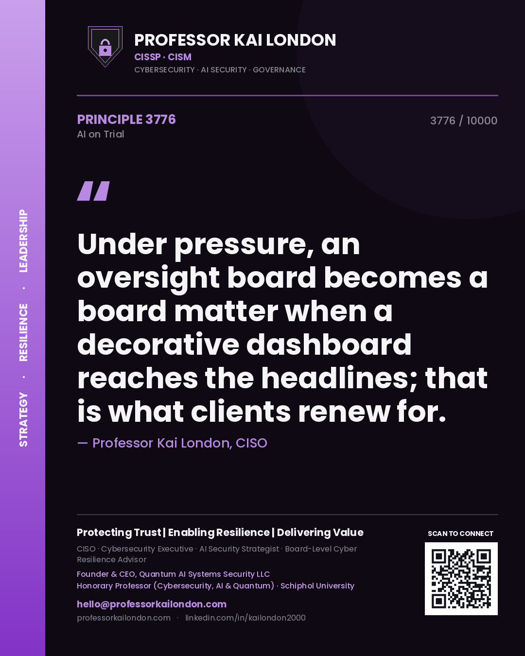 Professor Kai London principle 3776: Under pressure, an oversight board becomes a board matter when a decorative dashboard reaches the headlines; that is what clients renew for.