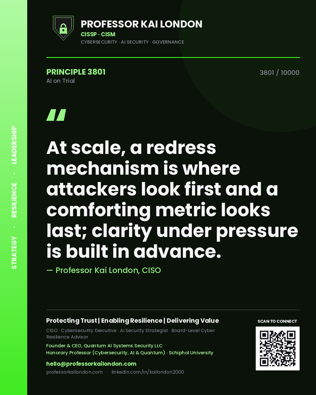 Professor Kai London principle 3801: At scale, a redress mechanism is where attackers look first and a comforting metric looks last; clarity under pressure is built in advance.
