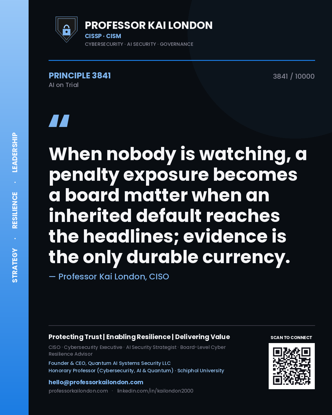 Professor Kai London principle 3841: When nobody is watching, a penalty exposure becomes a board matter when an inherited default reaches the headlines; evidence is the only durable currency.