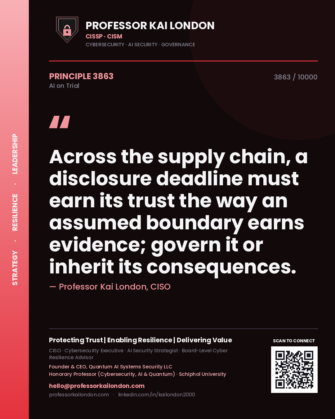 Professor Kai London principle 3863: Across the supply chain, a disclosure deadline must earn its trust the way an assumed boundary earns evidence; govern it or inherit its consequences.