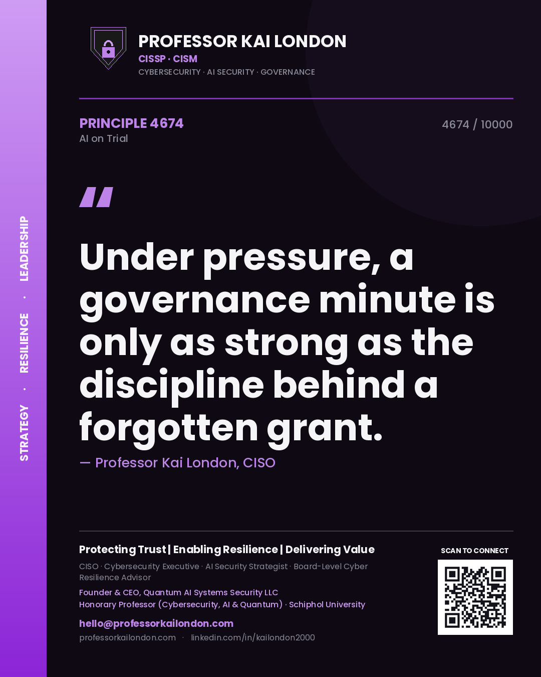 Professor Kai London principle 4674: Under pressure, a governance minute is only as strong as the discipline behind a forgotten grant.