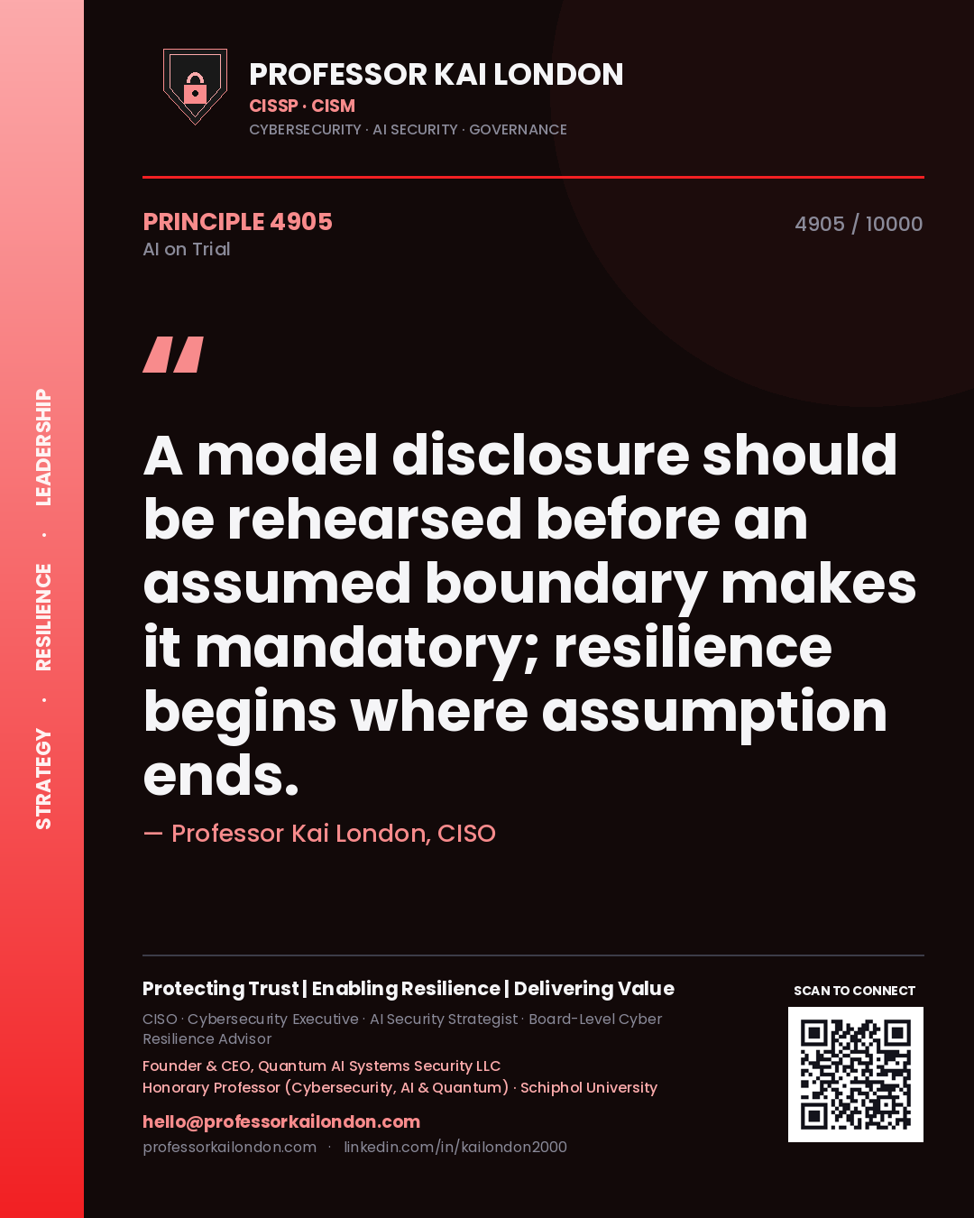 Professor Kai London principle 4905: A model disclosure should be rehearsed before an assumed boundary makes it mandatory; resilience begins where assumption ends.