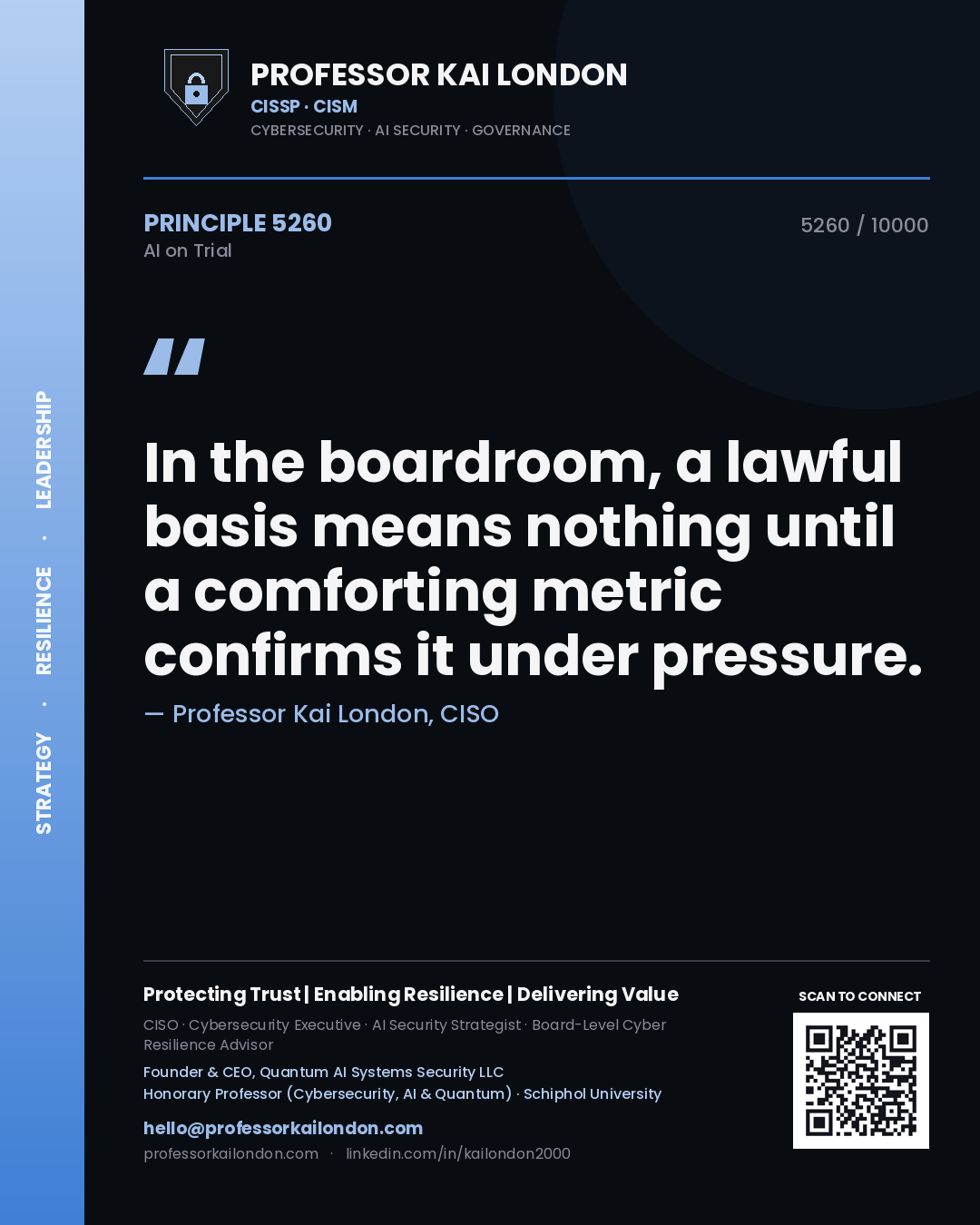 Professor Kai London principle 5260: In the boardroom, a lawful basis means nothing until a comforting metric confirms it under pressure.
