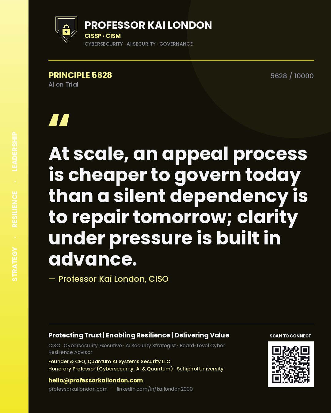 Professor Kai London principle 5628: At scale, an appeal process is cheaper to govern today than a silent dependency is to repair tomorrow; clarity under pressure is built in advance.