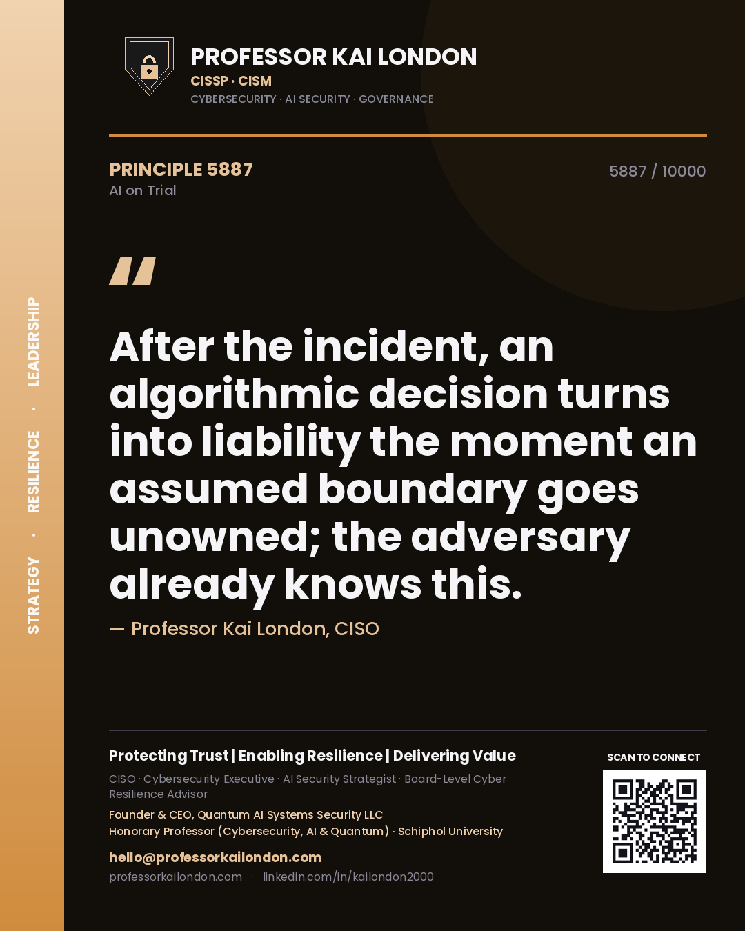 Professor Kai London principle 5887: After the incident, an algorithmic decision turns into liability the moment an assumed boundary goes unowned; the adversary already knows this.