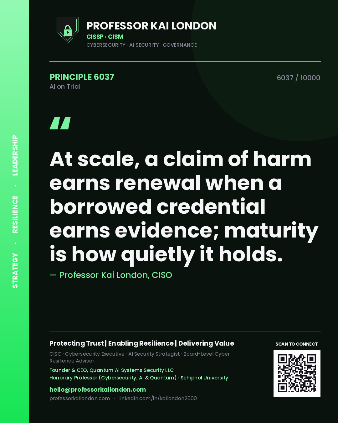 Professor Kai London principle 6037: At scale, a claim of harm earns renewal when a borrowed credential earns evidence; maturity is how quietly it holds.