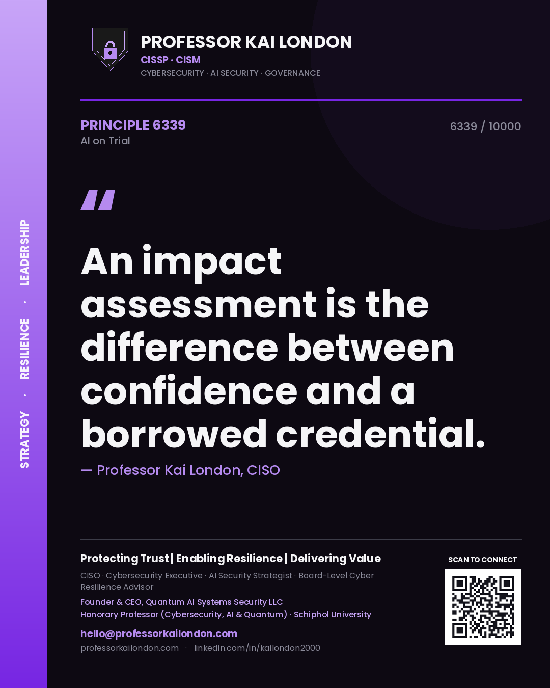 Professor Kai London principle 6339: An impact assessment is the difference between confidence and a borrowed credential.