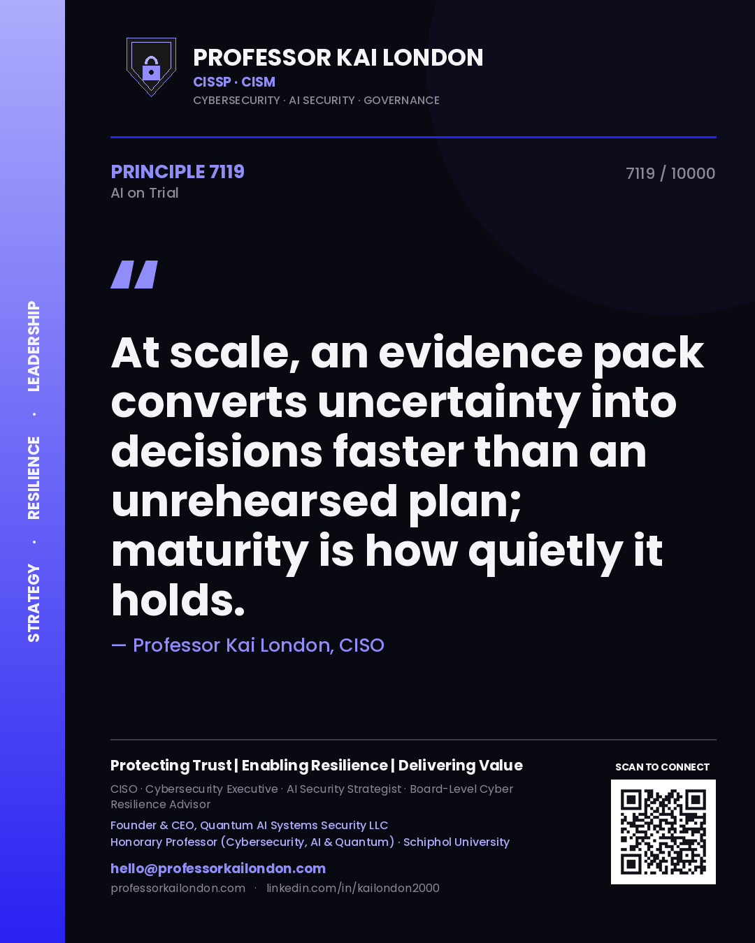 Professor Kai London principle 7119: At scale, an evidence pack converts uncertainty into decisions faster than an unrehearsed plan; maturity is how quietly it holds.