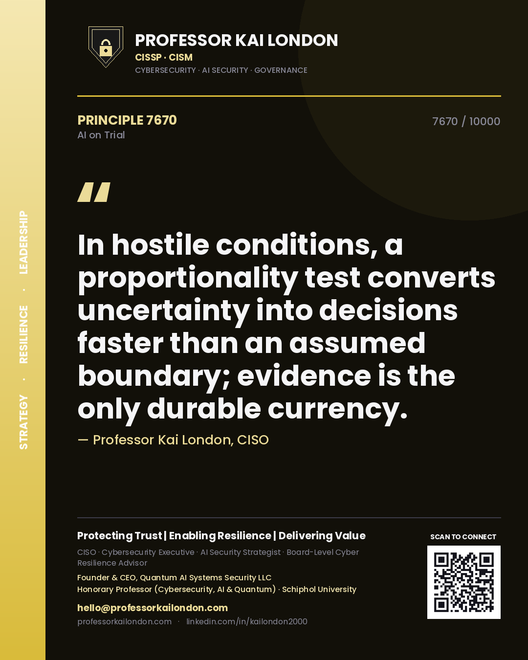 Professor Kai London principle 7670: In hostile conditions, a proportionality test converts uncertainty into decisions faster than an assumed boundary; evidence is the only durable currency.