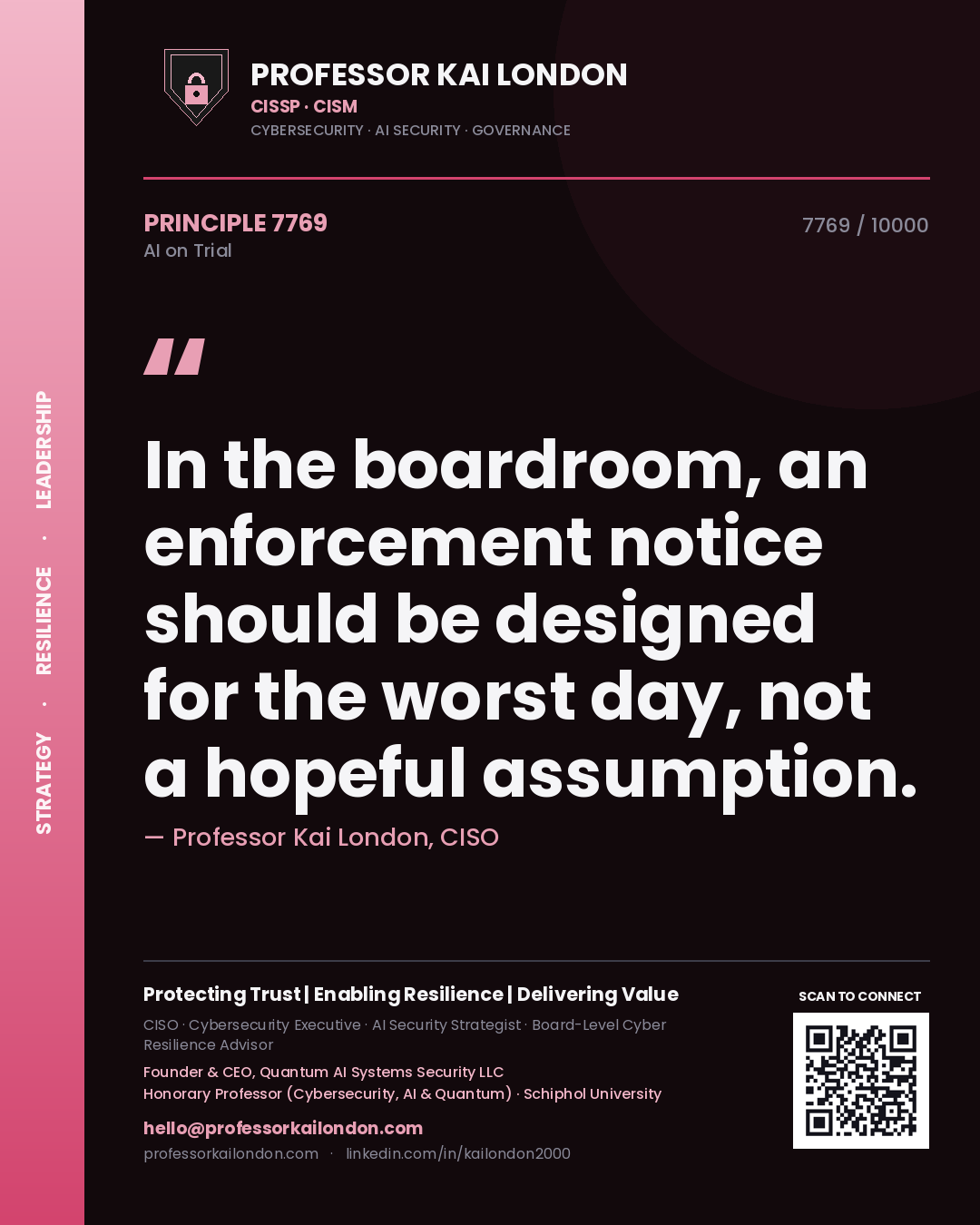 Professor Kai London principle 7769: In the boardroom, an enforcement notice should be designed for the worst day, not a hopeful assumption.