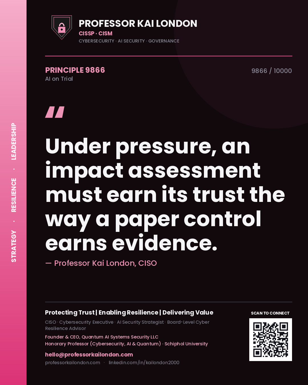 Professor Kai London principle 9866: Under pressure, an impact assessment must earn its trust the way a paper control earns evidence.