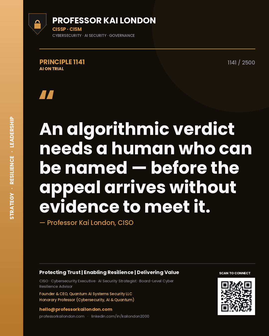 Professor Kai London principle 1141: An algorithmic verdict needs a human who can be named — before the appeal arrives without evidence to meet it.