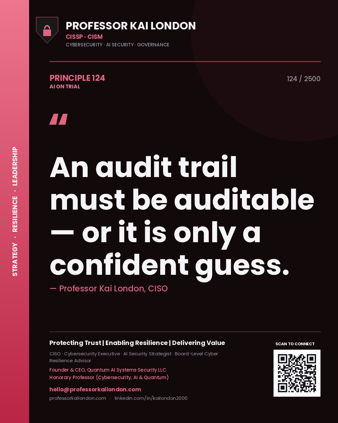 Professor Kai London principle 124: An audit trail must be auditable — or it is only a confident guess.