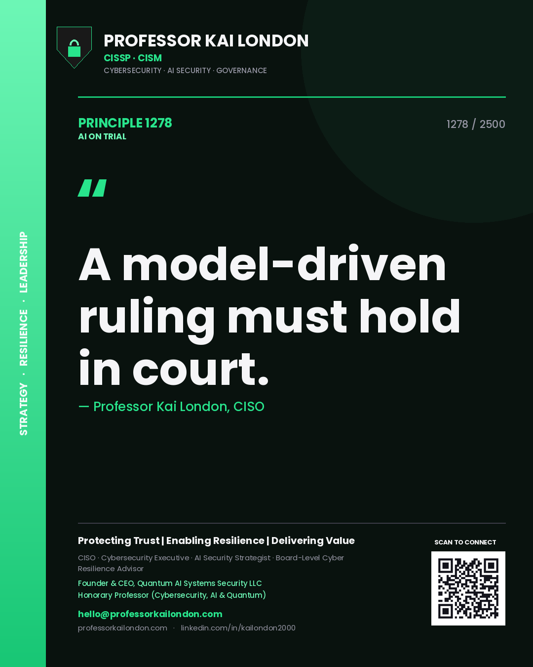 Professor Kai London principle 1278: A model-driven ruling must hold in court.