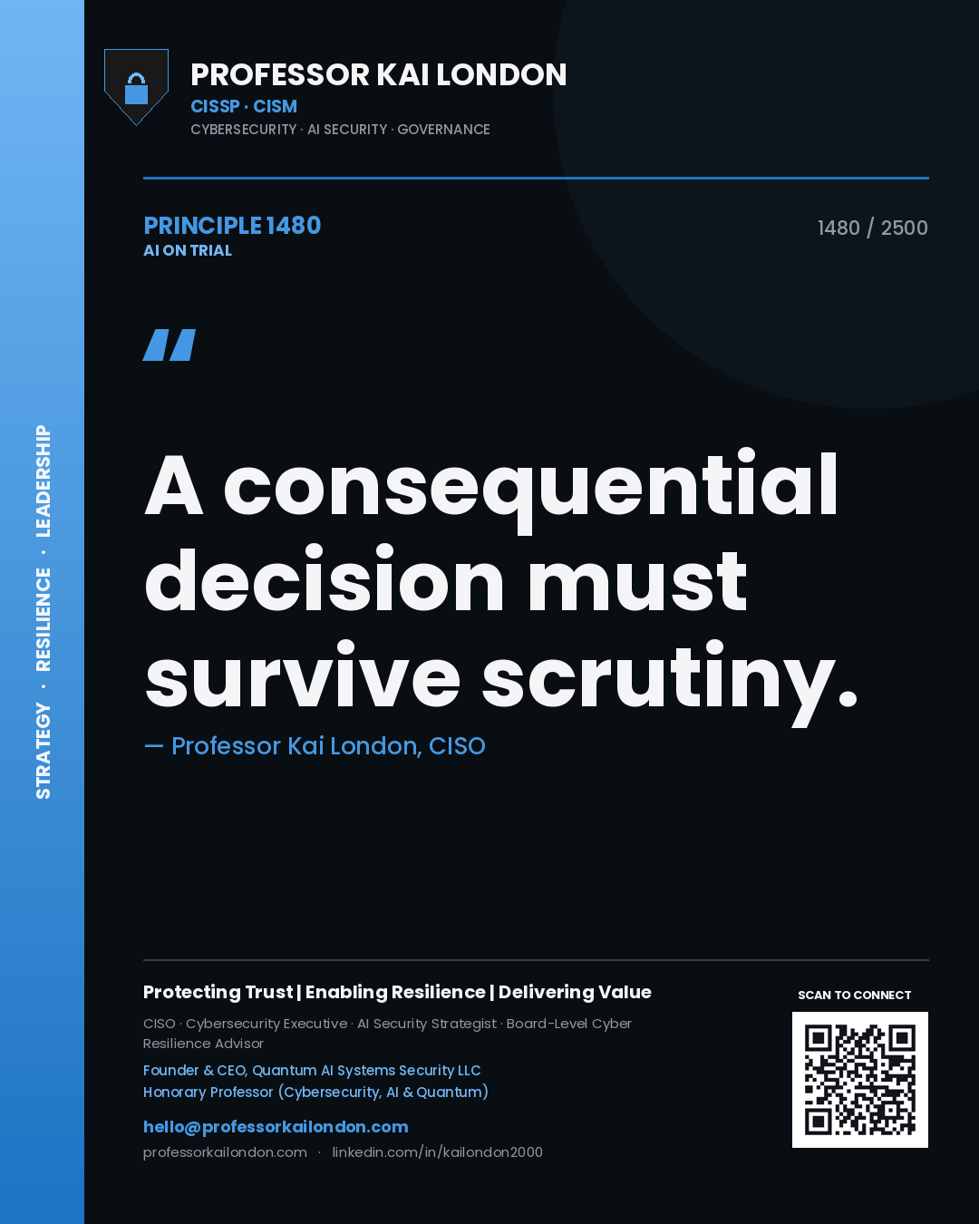Professor Kai London principle 1480: A consequential decision must survive scrutiny.