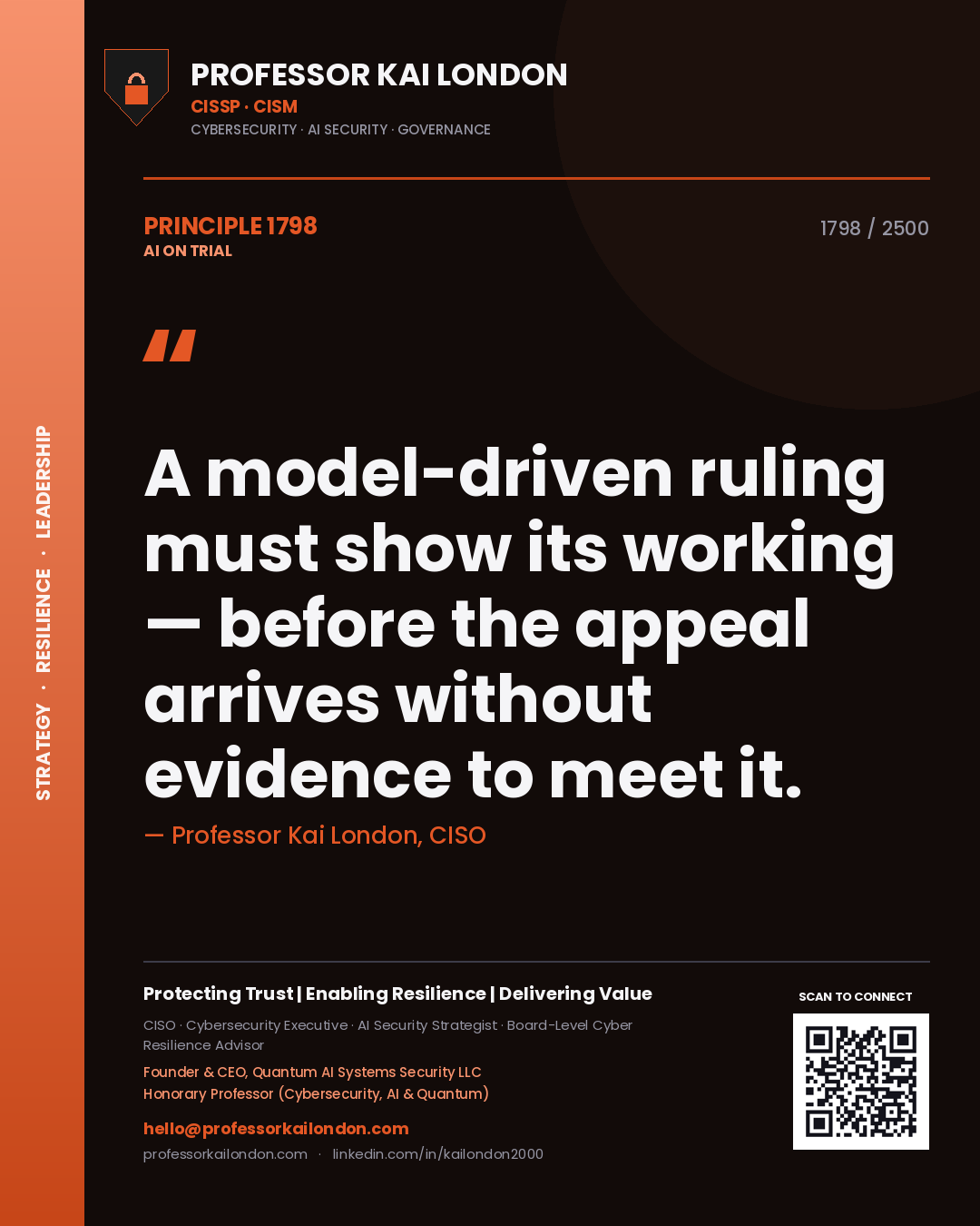 Professor Kai London principle 1798: A model-driven ruling must show its working — before the appeal arrives without evidence to meet it.