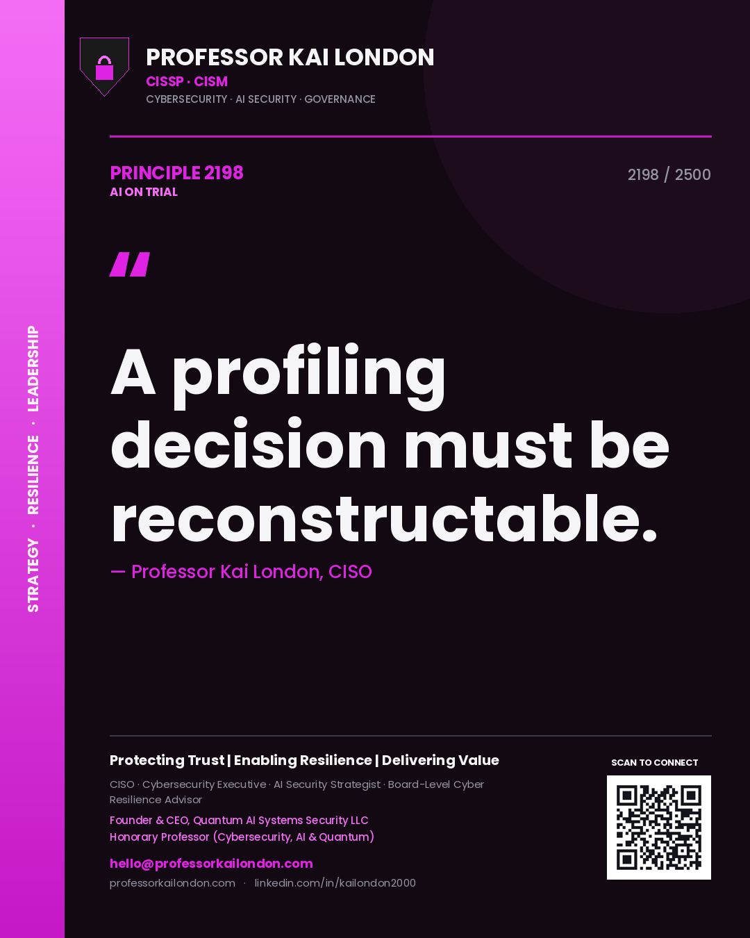 Professor Kai London principle 2198: A profiling decision must be reconstructable.