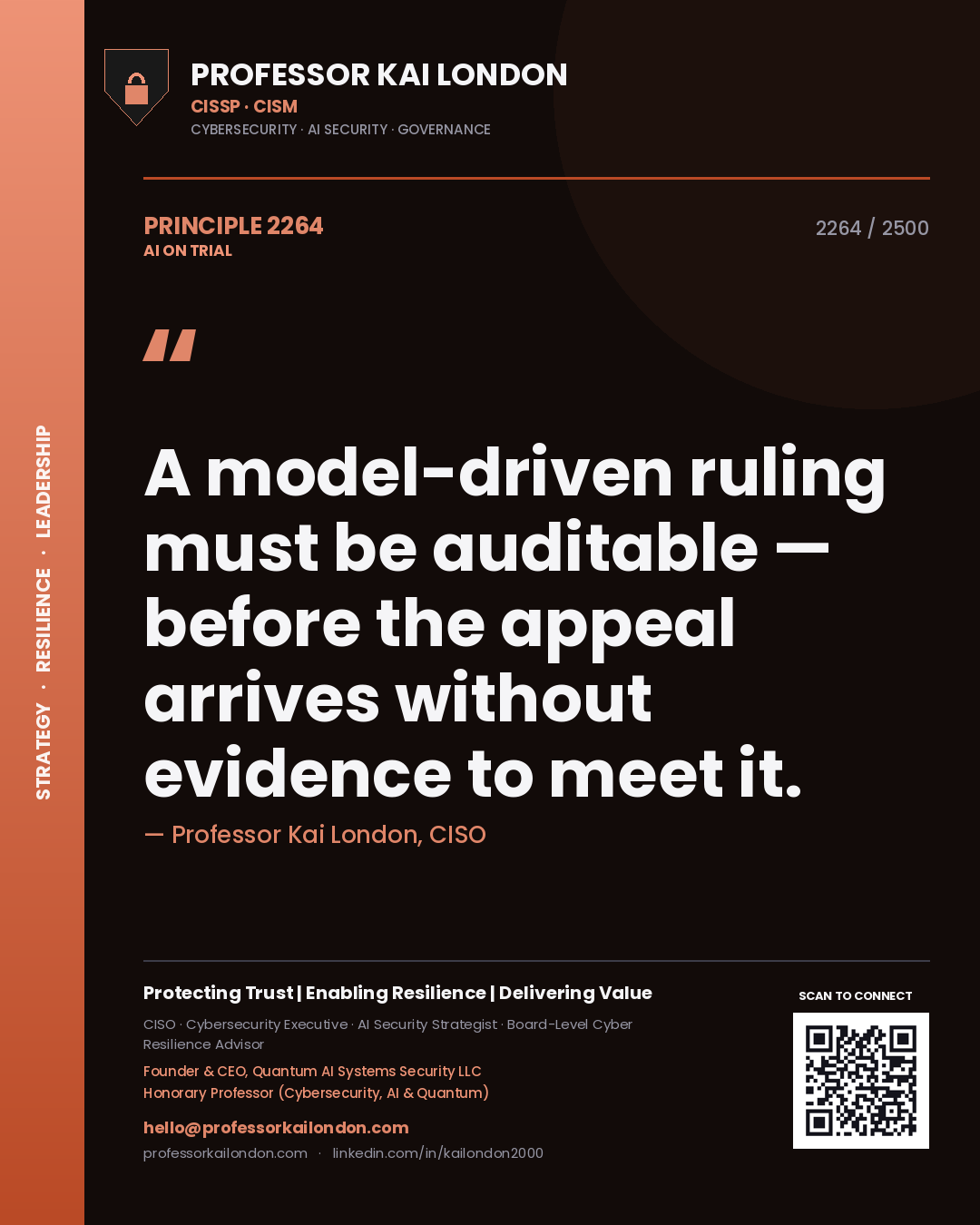 Professor Kai London principle 2264: A model-driven ruling must be auditable — before the appeal arrives without evidence to meet it.