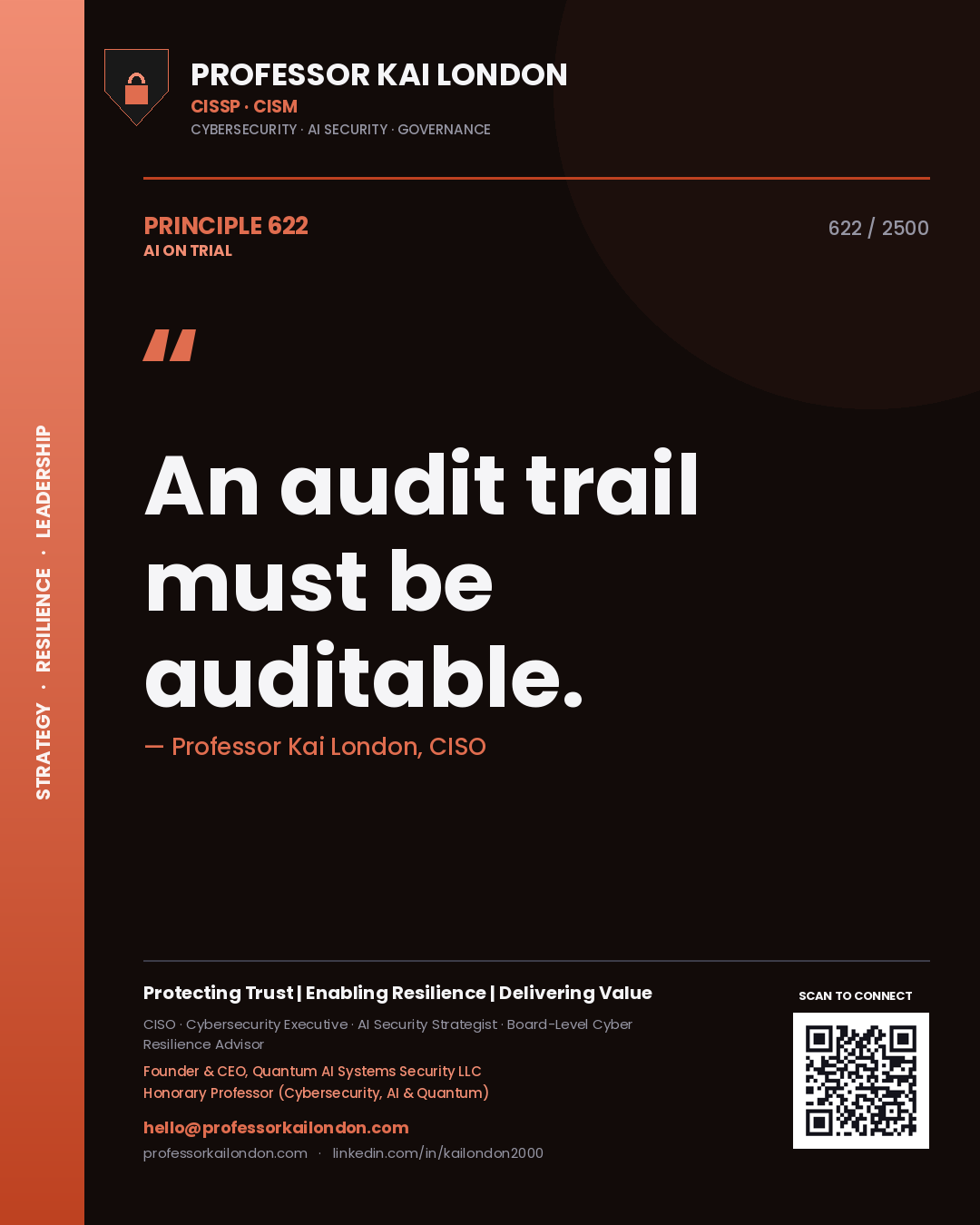 Professor Kai London principle 622: An audit trail must be auditable.