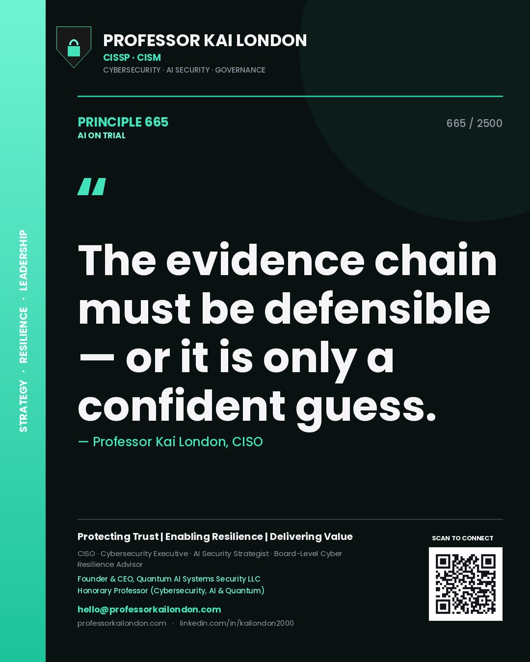 Professor Kai London principle 665: The evidence chain must be defensible — or it is only a confident guess.