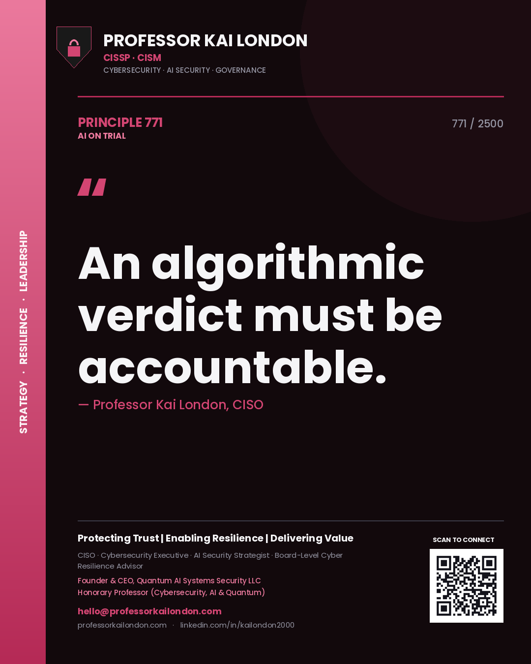Professor Kai London principle 771: An algorithmic verdict must be accountable.