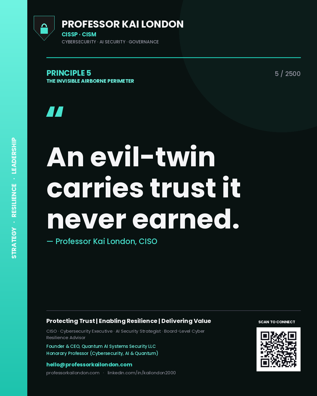 Professor Kai London principle 5: An evil-twin carries trust it never earned.