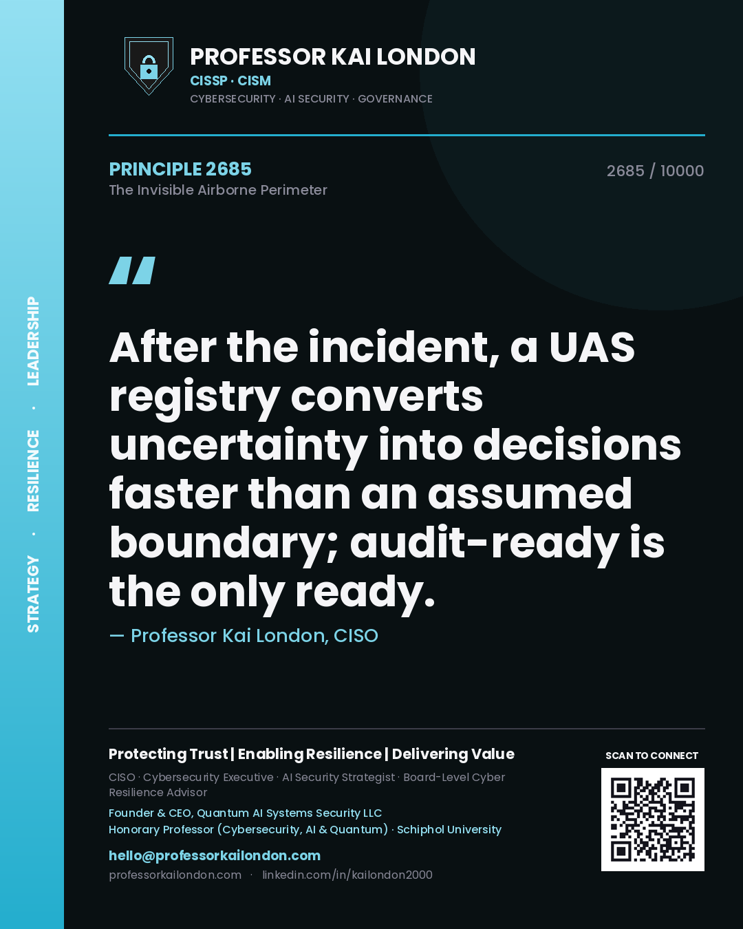 Professor Kai London principle 2685: After the incident, a UAS registry converts uncertainty into decisions faster than an assumed boundary; audit-ready is the only ready.