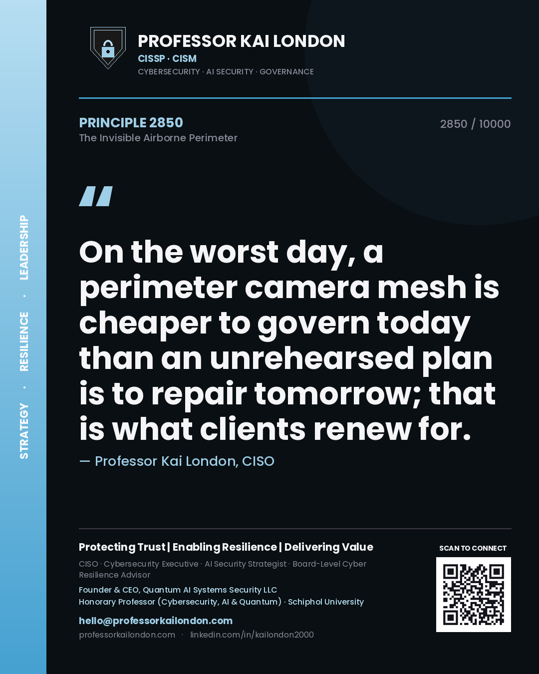 Professor Kai London principle 2850: On the worst day, a perimeter camera mesh is cheaper to govern today than an unrehearsed plan is to repair tomorrow; that is what clients renew for.