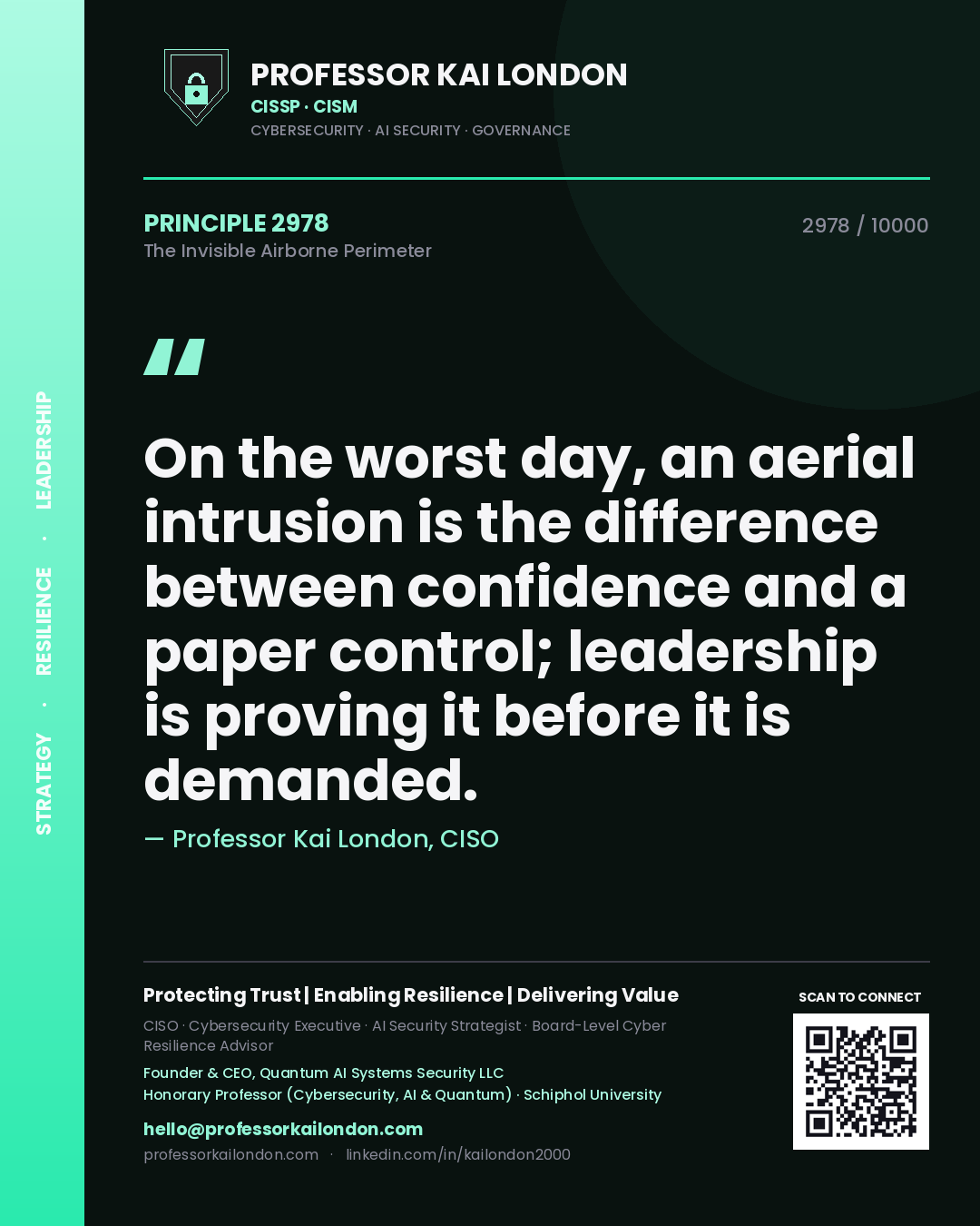 Professor Kai London principle 2978: On the worst day, an aerial intrusion is the difference between confidence and a paper control; leadership is proving it before it is demanded.