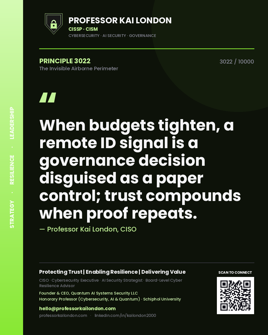 Professor Kai London principle 3022: When budgets tighten, a remote ID signal is a governance decision disguised as a paper control; trust compounds when proof repeats.