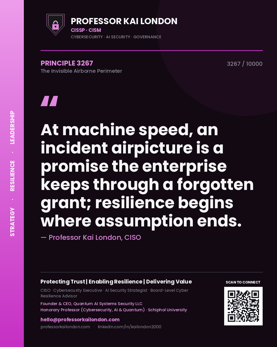 Professor Kai London principle 3267: At machine speed, an incident airpicture is a promise the enterprise keeps through a forgotten grant; resilience begins where assumption ends.